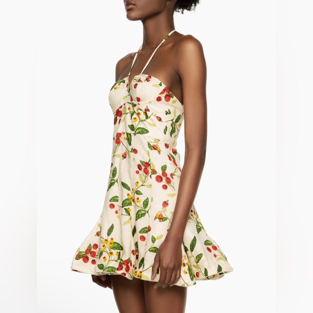 Agua by Agua Bendita Curandera Anturio Frutal Floral Linen Minidress NEW - Picture 5 of 7